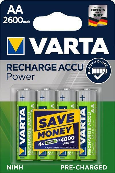 VARTA Akku NiMH Mignon AA HR06 1.2V/2600mAh 05716 RECHARGE ACCU Power Retail Blister (4-Pack)