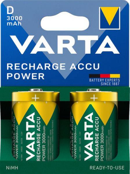 VARTA Akku NiMH Mono D HR20 1.2V/3000mAh Accu Power Pre-charged Retail Blister (2-Pack)