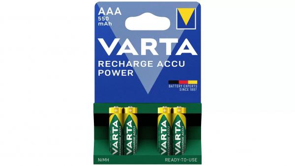 VARTA Akku NiMH Micro AAA HR03 1.2V/550mAh 56743 Retail Blister (4-Pack)