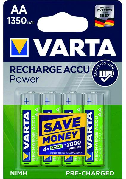VARTA Akku NiMH Mignon AA HR06 1.2V/1350mAh 56746 Pre-charged Retail Blister (4-Pack)