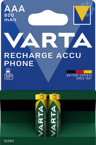 VARTA Akku NiMH Micro AAA HR03 1.2V/800mAh Phone 58398 Retail Blister (2-Pack)