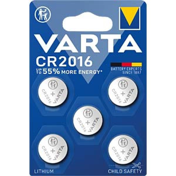 5 x VARTA Lithium CR 2016 3V