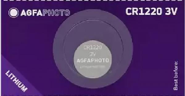 1 x AgfaPhoto Knopfzelle CR 1220 3V Lithium
