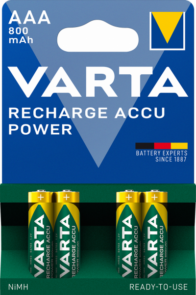 VARTA Akku NiMH Micro AAA HR03 1.2V/800mAh 56703 Retail Blister (4-Pack)