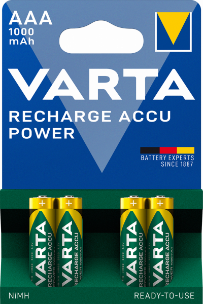 VARTA Akku NiMH Micro AAA HR03 1.2V/1000mAh 5703 Retail Blister (4-Pack)